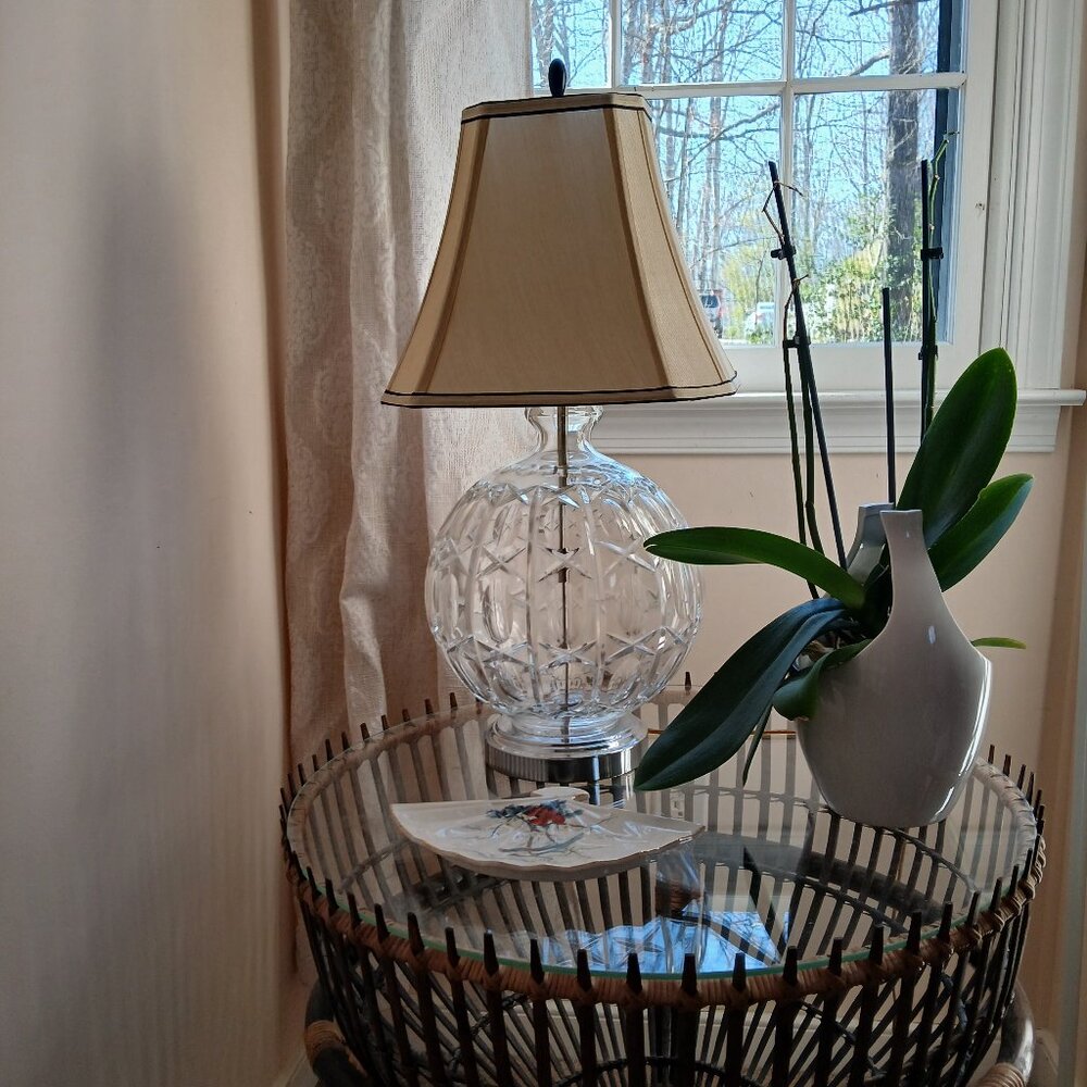 Vintage Cut Crystal Accent Round Table Lamp